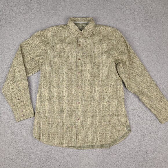 Tommy Bahama Shirt Mens Medium Green Striped Floral Long Sleeve Button Down‎ - Picture 1 of 16